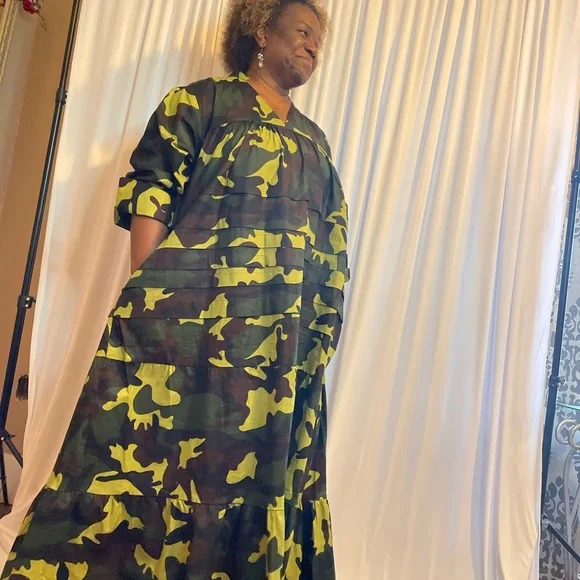 knee length dresses for ladies Camouflage Maxi Dress Large